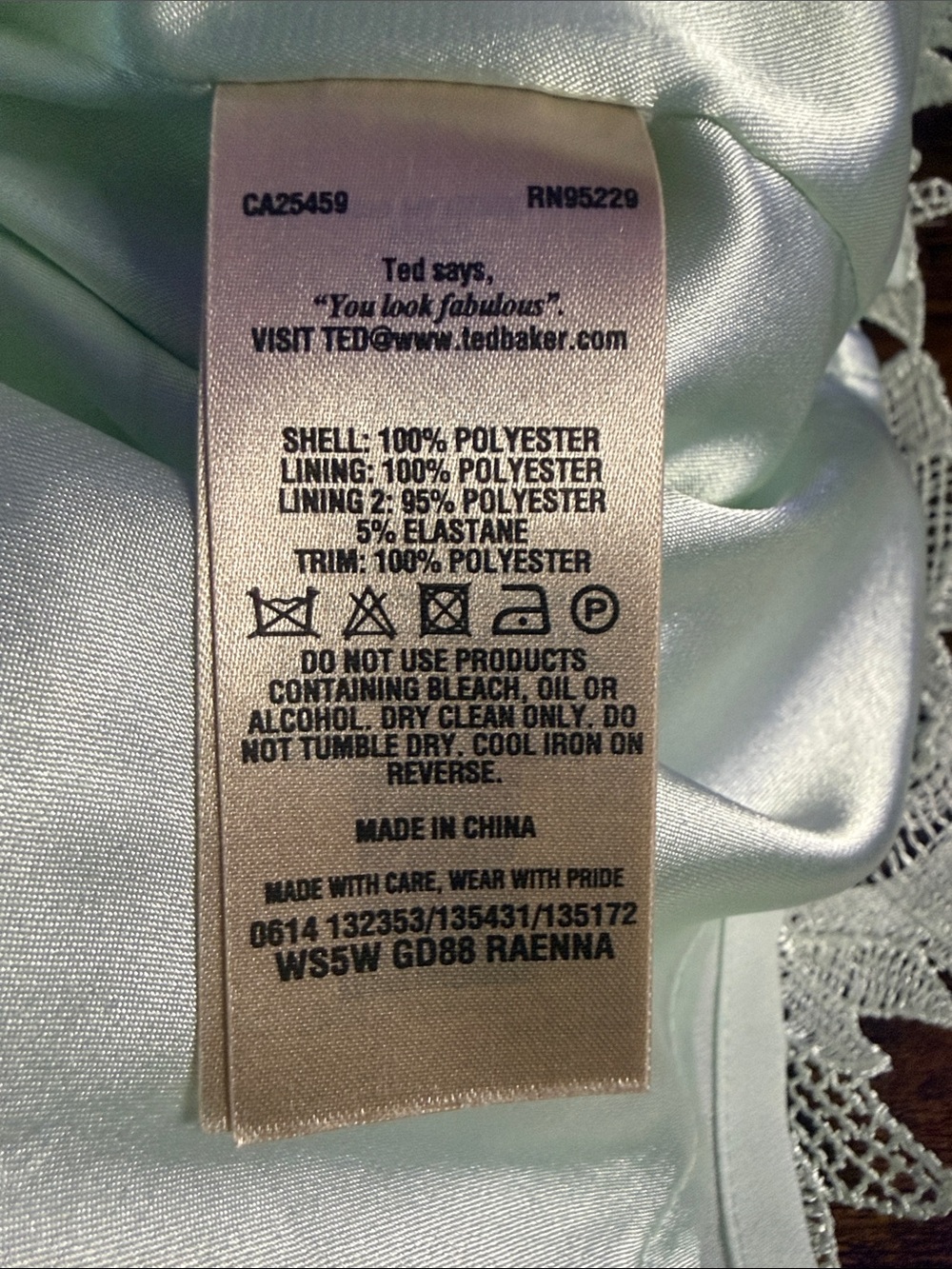Ted Baker Raenna Mint Green Lace Sheath Dress 4 Elegant Cocktail Wedding Guest - Picture 13 of 14